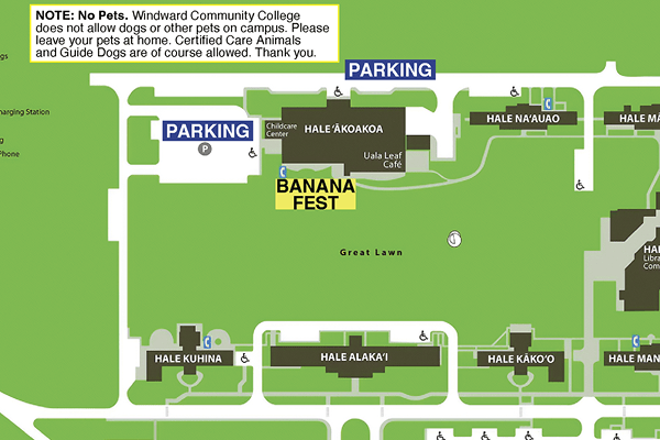 Campus parking map preview for Banana Festival at Windward Community College