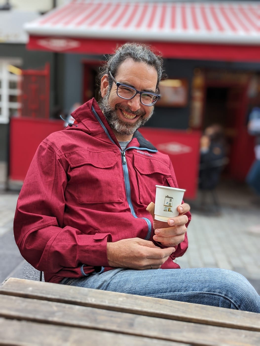 Shawn Steiman enjoying coffee