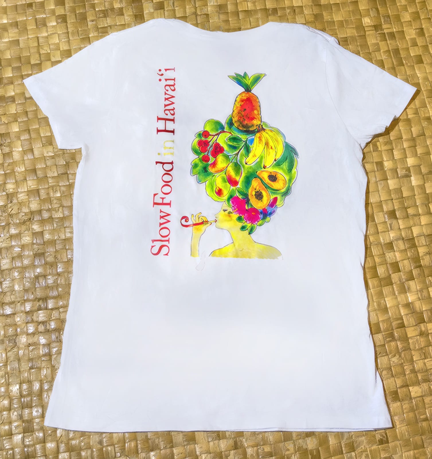 Pegge Hopper Fruithead t-shirt featuring colorful tropical fruit design